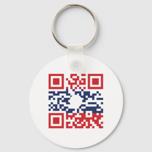 I Love Laos (Khoy Huk Lao) Flag QR Code   Lao Geek Key Ring
