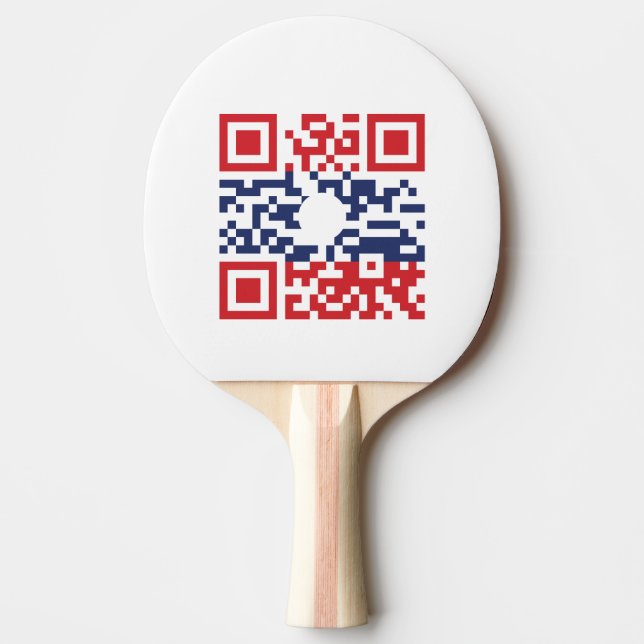 I Love Laos (Khoy Huk Lao) Flag QR Code | Lao Geek Ping Pong Paddle (Front)