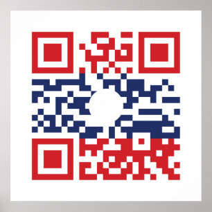 I Love Laos (Khoy Huk Lao) Flag QR Code   Lao Geek Poster