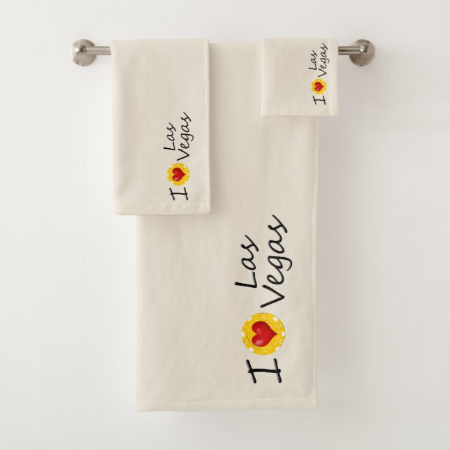 I Love Las Vegas Poker Chip Bath Towel Set (Insitu)