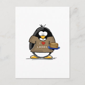 I Love Latkes Penguin Postcard