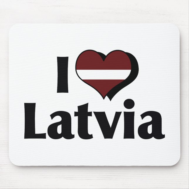I Love Latvia Flag Mouse Mat (Front)