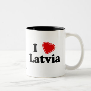 I Love Latvia Two-Tone Coffee Mug
