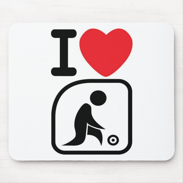 I love lawn bowls mouse mat (Front)