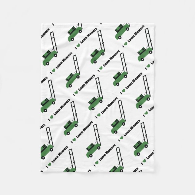 I love Lawn Mowers Fleece Blanket (Front)