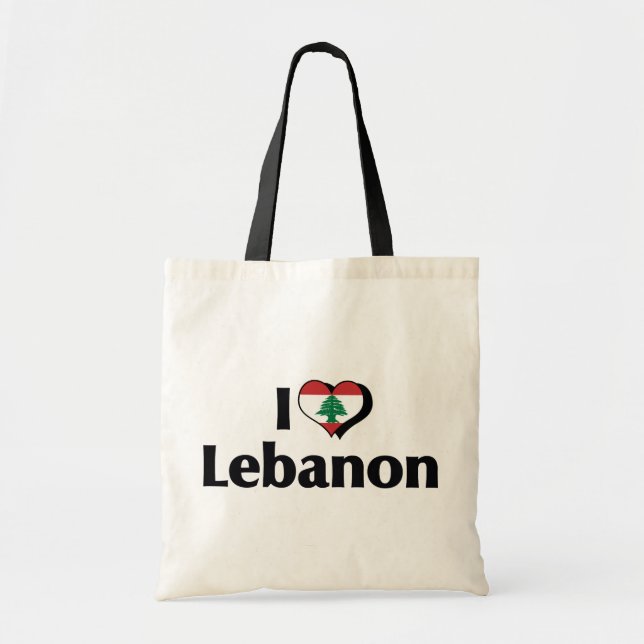 I Love Lebanon Flag Tote Bag (Front)