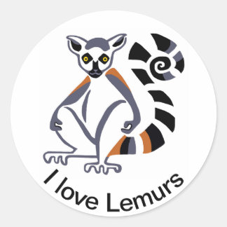 I love LEMURS - Wildlife - Primate -Madagascar Classic Round Sticker