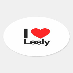 i love lesly oval sticker