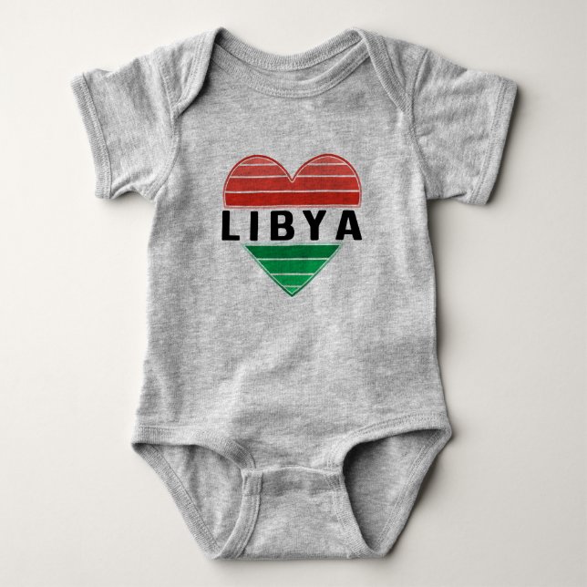 I Love Libya, Libyan Heart Baby Bodysuit (Front)