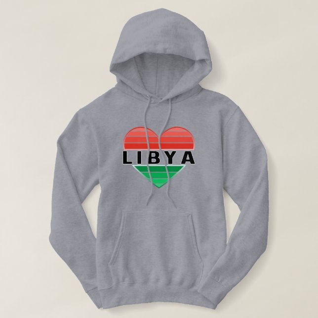 I Love Libya, Libyan Heart Hoodie (Design Front)