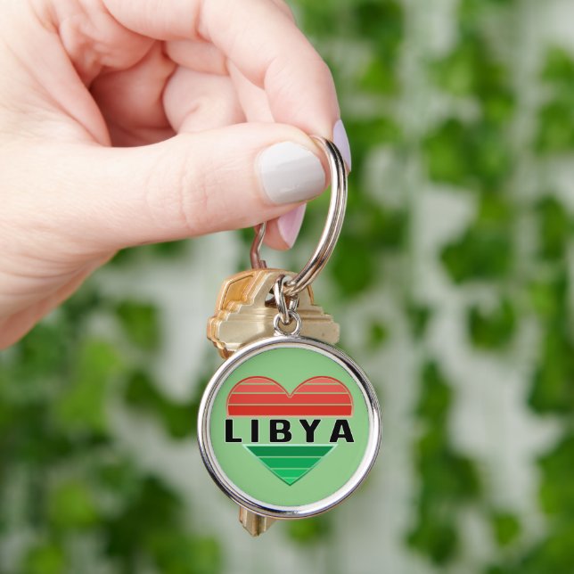 I Love Libya, Libyan Heart Key Ring (Hand)