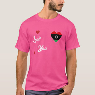 I Love Libya With Libyan Flag In a Heart Algerian T-Shirt