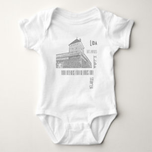 I Love Lida Belarus Architecture Castle Sketch Baby Bodysuit