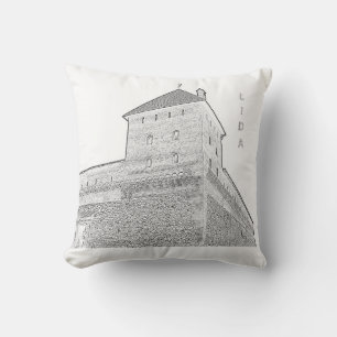 I Love Lida Belarus Architecture Castle Sketch Cushion