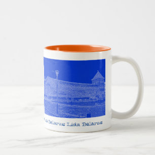 I Love Lida Belarus Architecture Castle Sketch Two-Tone Coffee Mug