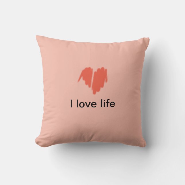 I love life Red Graffiti Sprayed Heart Image Cushion (Front)