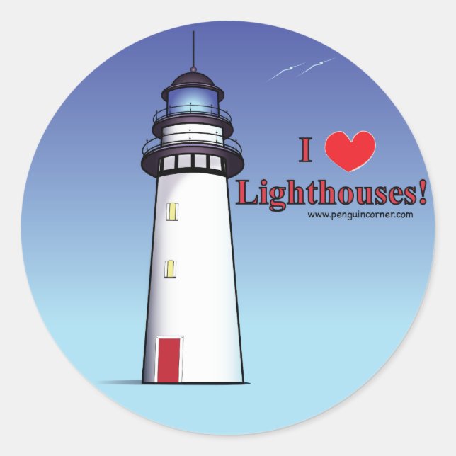 I Love Lighthouses! Classic Round Sticker (Front)