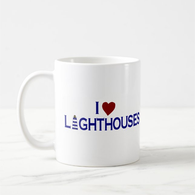 I Love Lighthouses Coffee Mug (Left)