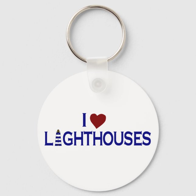 I Love Lighthouses Key Ring (Front)