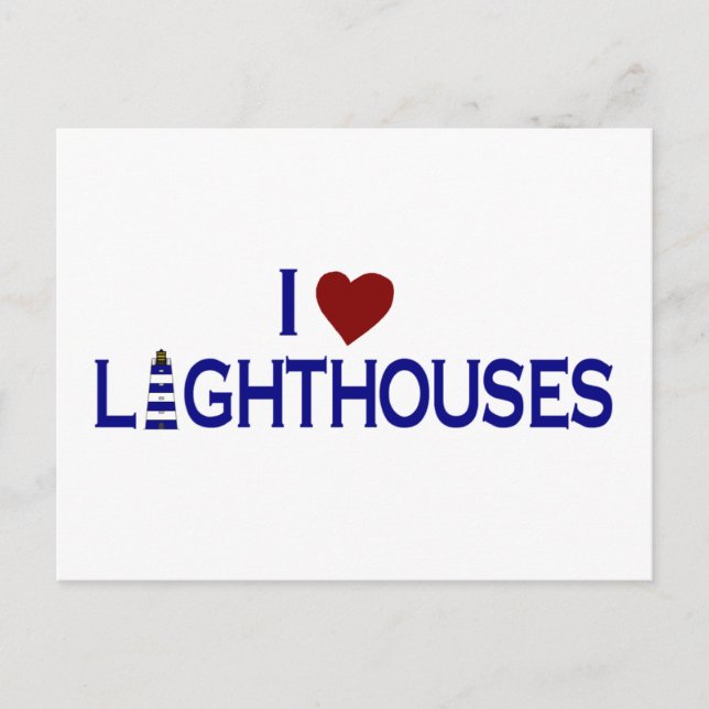 I Love Lighthouses Postcard (Front)