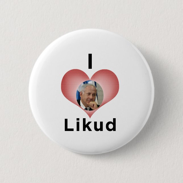 " I Love Likud " 6 Cm Round Badge (Front)