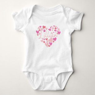 I love Lillian hearts in pink Baby Bodysuit