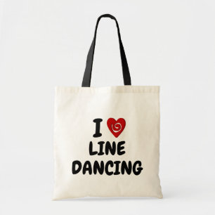 I Love Line Dancing I Heart w/ Swirl Line Dance Tote Bag