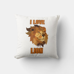 I Love Lion – Animal Lover Design for Wildlife Fan Cushion