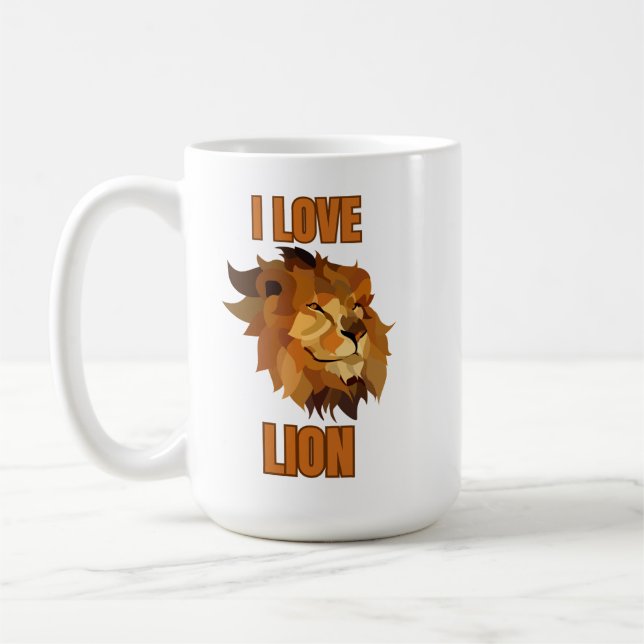 I LOVE LION – Bold Wildlife Art for Animal Fans Coffee Mug (Left)