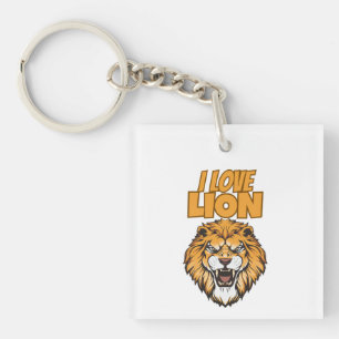 I Love Lion for Animal Lover and Wildlife Fan Key Ring