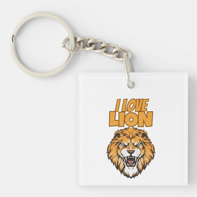 I Love Lion for Animal Lover and Wildlife Fan Key Ring (Front)