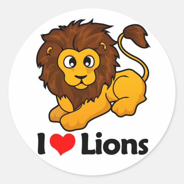 I Love Lions Classic Round Sticker (Front)