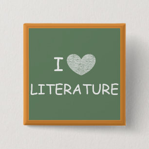I Love Literature 15 Cm Square Badge