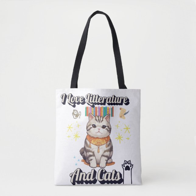 I Love Literature and Cats" Togs Design  Tote Bag (Front)