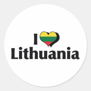 I Love Lithuania Flag Classic Round Sticker