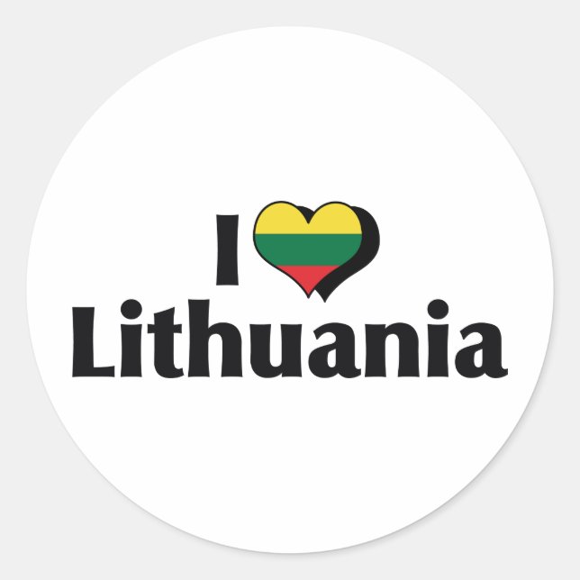 I Love Lithuania Flag Classic Round Sticker (Front)