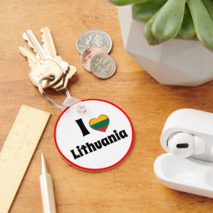 I love Lithuania & Heart - travel / sports Key Ring