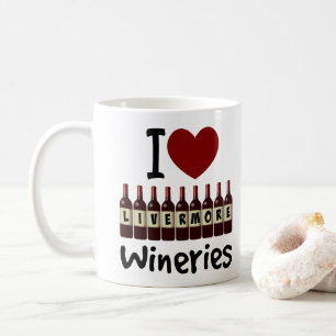 I Love Livermore Wineries Heart and Wine Bottles Coffee Mug