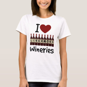 I Love Livermore Wineries Heart and Wine Bottles T-Shirt