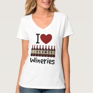I Love Livermore Wineries Heart and Wine Bottles T-Shirt