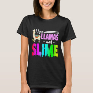 I Love Llamas And Slime Rainbow Pink For Women T-Shirt