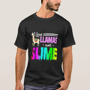 I Love Llamas And Slime Rainbow Pink For Women T-Shirt