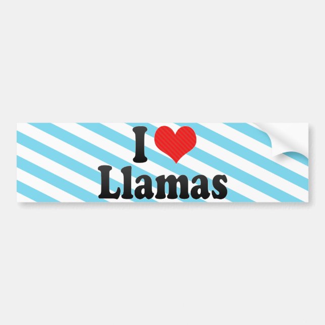 I Love Llamas Bumper Sticker (Front)