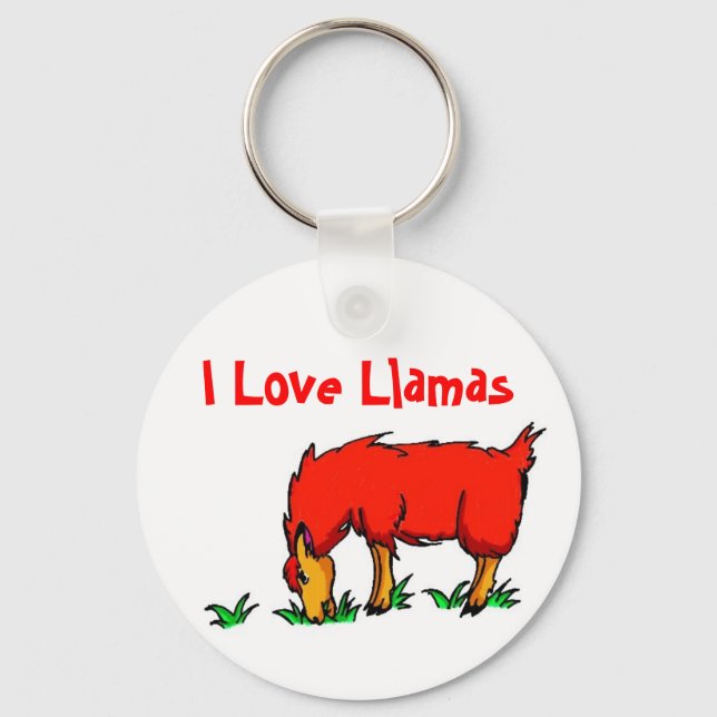 I Love Llamas Key Ring (Front)