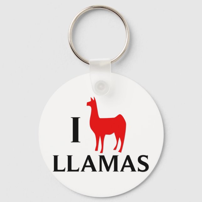 I Love Llamas Key Ring (Front)