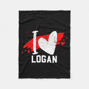 I Love Logan I Heart Logan Fleece Blanket
