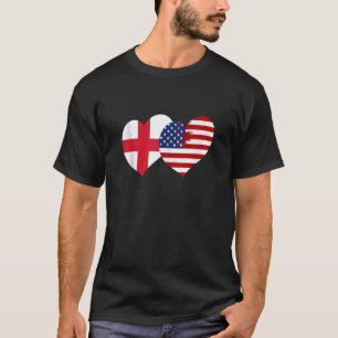 I Love London I Love USA Cool England USA Flag Hea T-Shirt