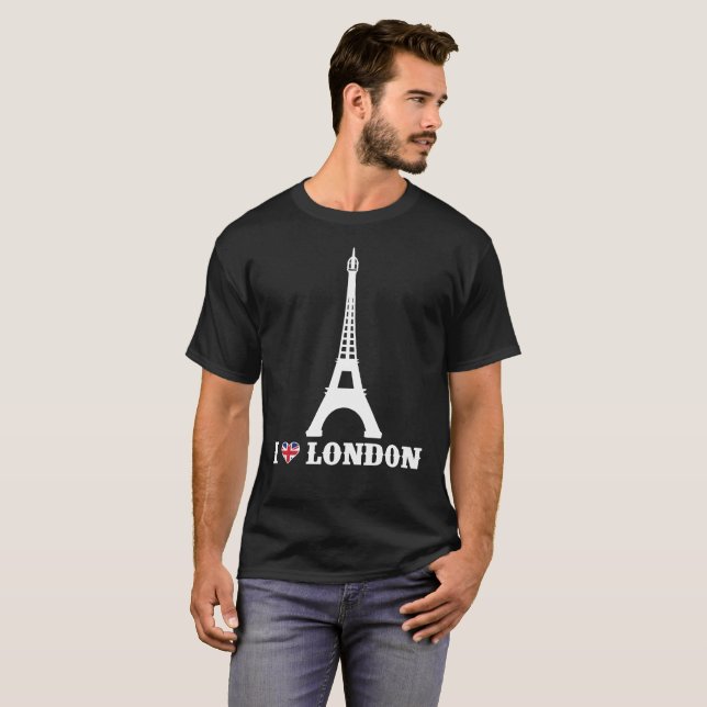 I Love London T-Shirt Eiffel Tower Prank Joke Tee (Front Full)