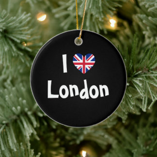 I Love London Union Jack Heart Ceramic Tree Decoration