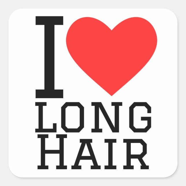 I love long hair square sticker (Front)